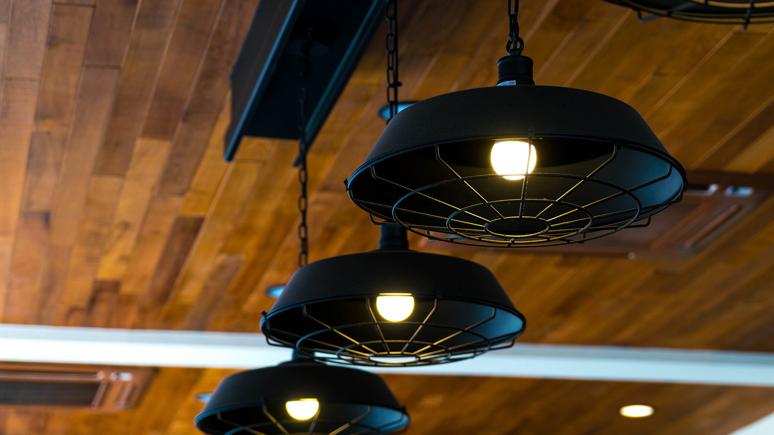 lamps in a modern cafe